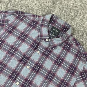 Bonobos Flannel Shirt Mens Slim Fit XXL 2XL Red Gray Plaid Long Sleeve Outdoors